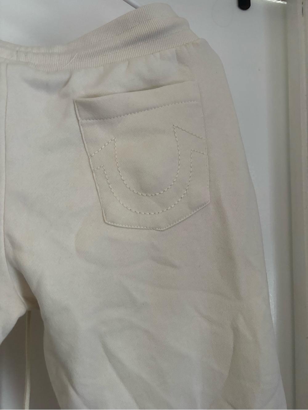 True Religion Men’s Cream Sweatpants with Gold Logo has couple stains easy Oxi - Picture 5 of 6
